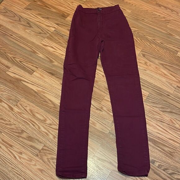 High Rise Pants, Skinny Jeans, burgundy, Fashion Nova 9 - Picture 1 of 7